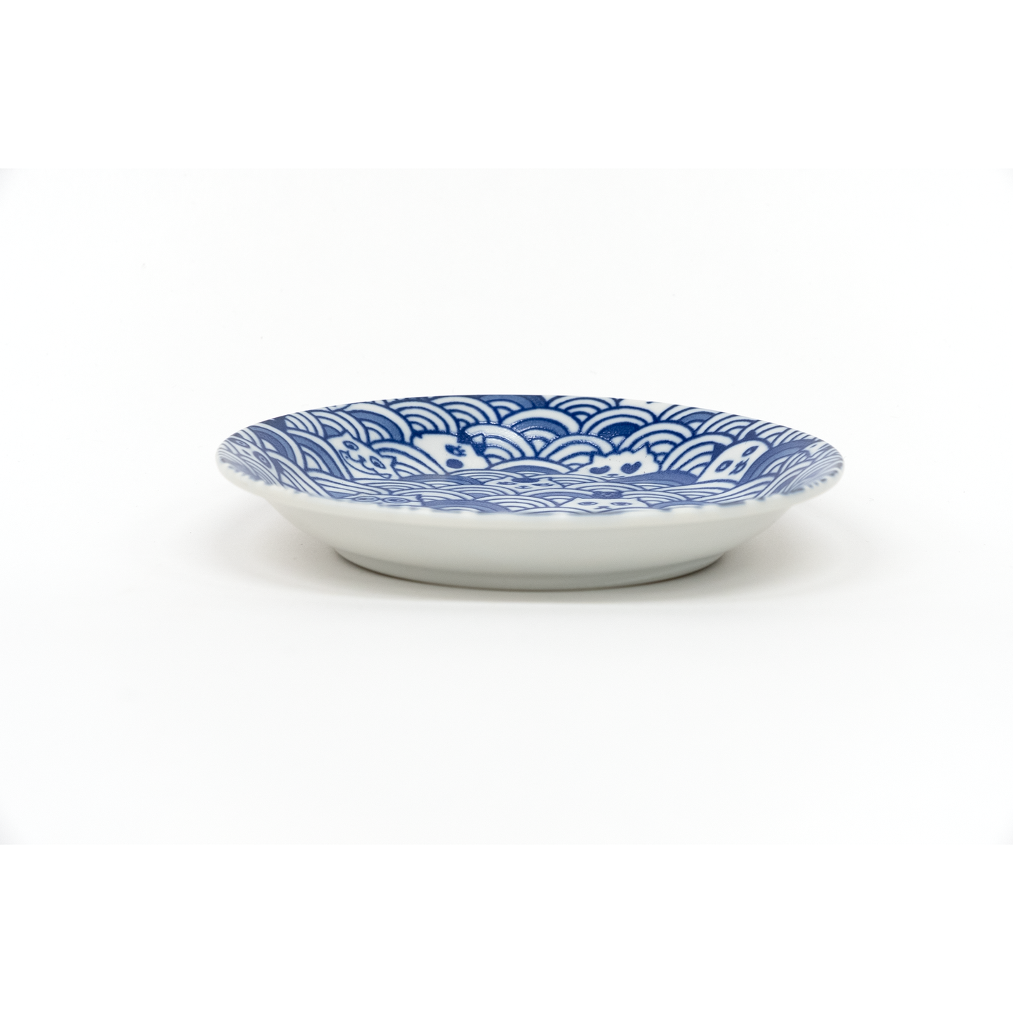 Cat Cake Plate – Seigaiha Wave Pattern